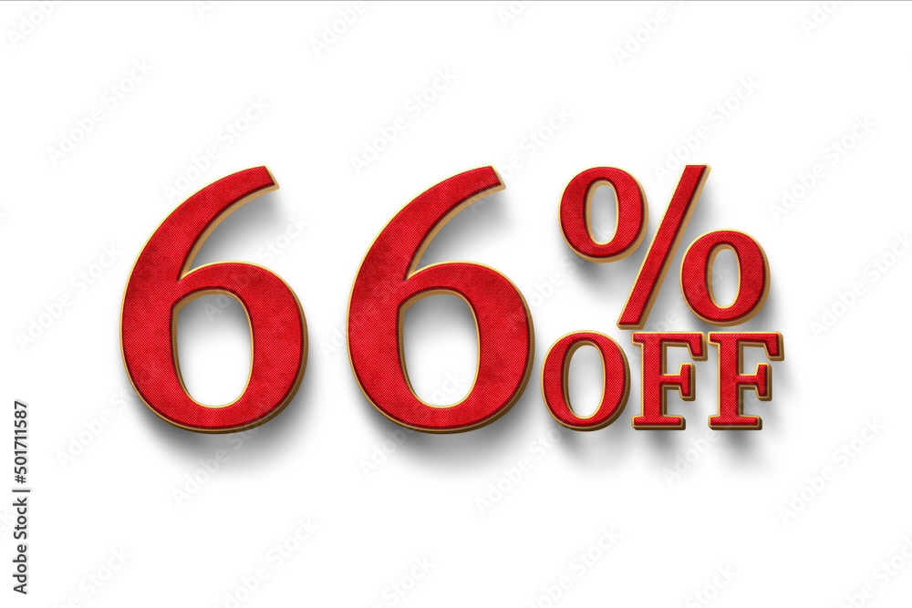 Discount 66 percent off. 3D illustration on white background. Discount 66 percent off. 3D illustration on white background.