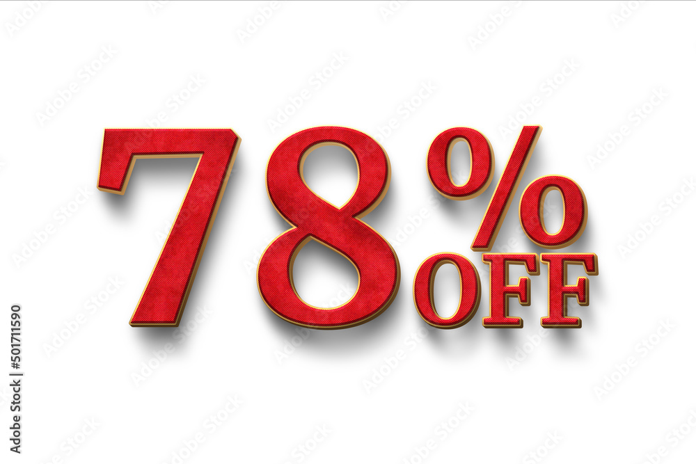 Discount 78 percent off. 3D illustration on white background. Discount 78 percent off. 3D illustration on white background.