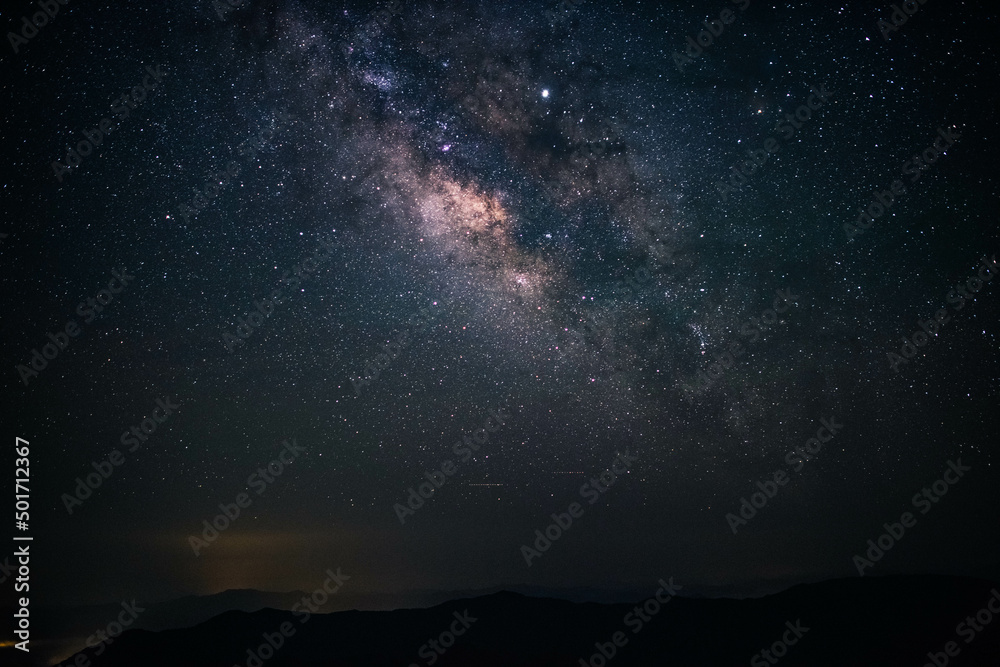 日本の岡山県の美しい天の川 日本の岡山県の美しい天の川