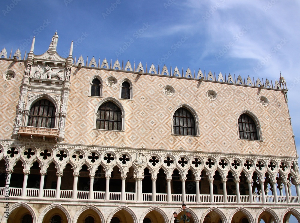 Italy, Veneto, Venice: Detail of Palazzo Ducale.
