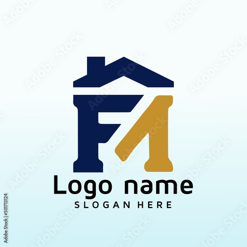 real estate vector logo with letter FM
