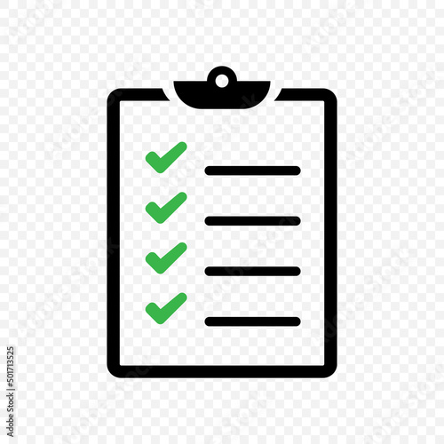 Cheklist clipboard vector icon. Check list symbol isolated. Vector EPS 10