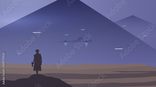 person in desert Pyramid fantasy in Egypt