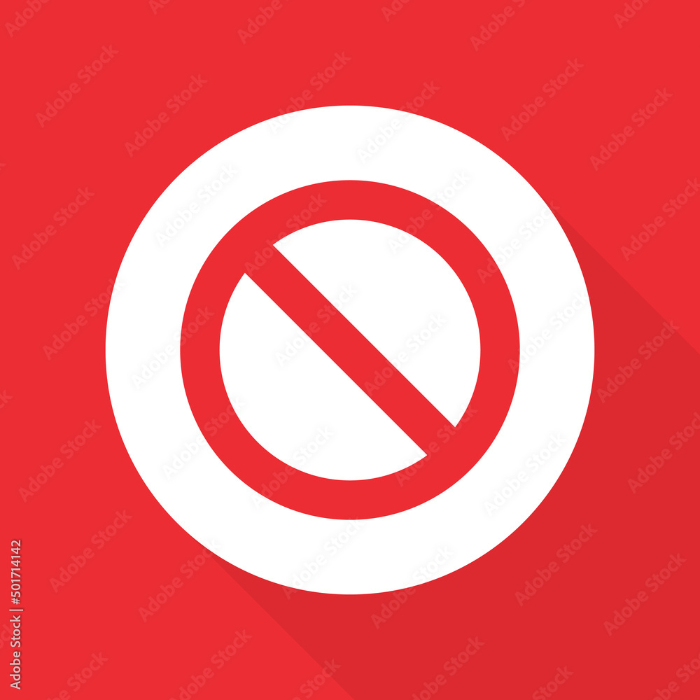 Ban red vector icon. Prohibited sign in flat style on red background. Vector EPS 10 Ban red vector icon. Prohibited sign in flat style on red background. Vector EPS 10