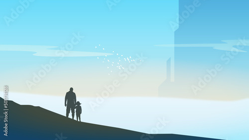 Dreamy landscape illustration Parents