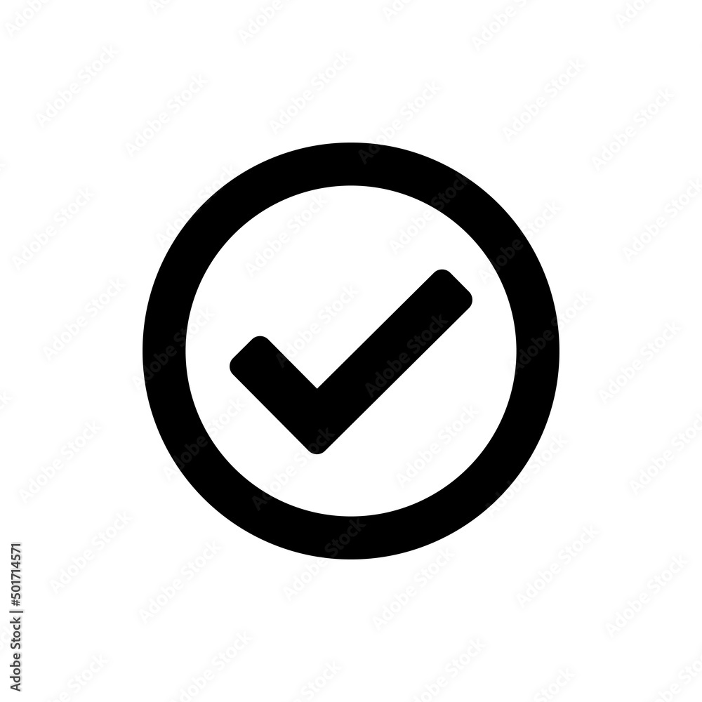 Check mark vector icon. Check mark in a circle black symbol isolated. Vector illustration EPS 10 Check mark vector icon. Check mark in a circle black symbol isolated. Vector illustration EPS 10