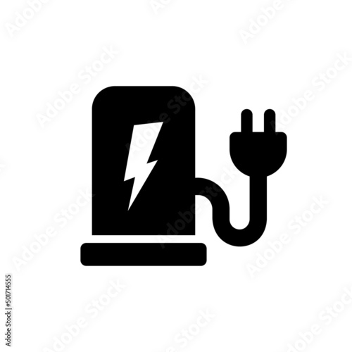 Charging station for electric cars vector icon. Charge for cars symbol isolated. Vector illustration EPS 10