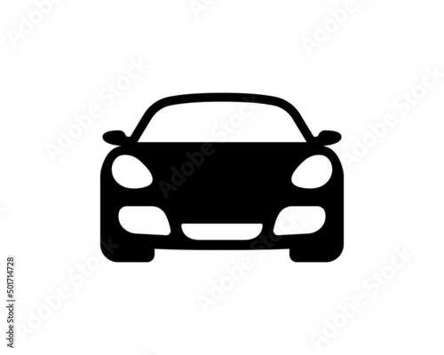 Car front view vector icon. Sport car black symbol isolated. Vector illustration EPS 10
