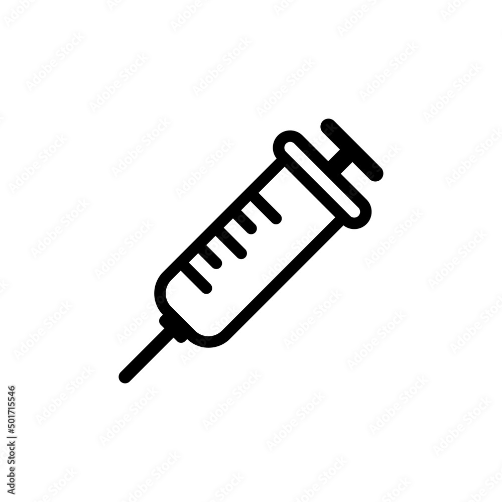 Syringe icon vector black liner icon. Syringe for vaccination symbol. Vector EPS 10 Syringe icon vector black liner icon. Syringe for vaccination symbol. Vector EPS 10