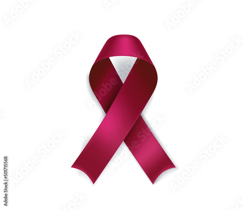 Multiple myeloma awareness month symbol. Color ribbon isolated on white background