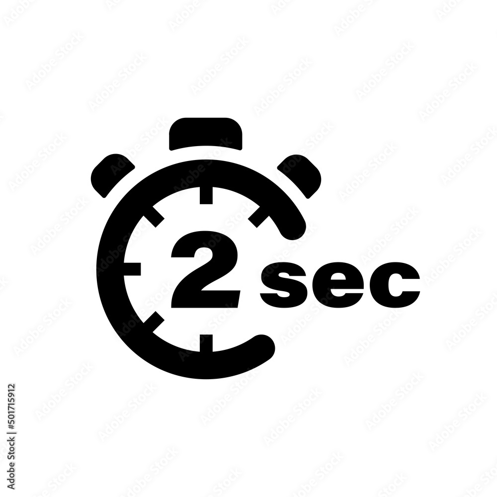 Two second vector icon. Time left symbol isolated. Stopwatch black sign. Vector EPS 10 Two second vector icon. Time left symbol isolated. Stopwatch black sign. Vector EPS 10