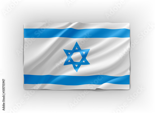 White and blue flag of Israel. 3d vector object isolated on white