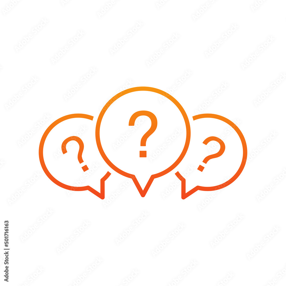 Question marks in speech bubbles vector icon. Question mark symbol in linear style isolated. Vector illustration EPS 10 Question marks in speech bubbles vector icon. Question mark symbol in linear style isolated. Vector illustration EPS 10