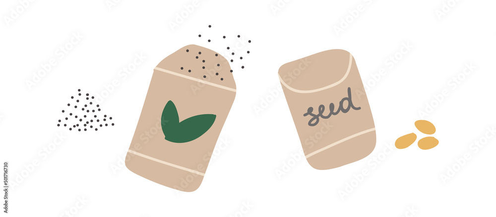 Vegetarian seeds. Healthy food. Vector art illustration. Cartoon flat style.