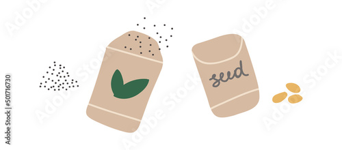 Vegetarian seeds. Healthy food. Vector art illustration. Cartoon flat style.