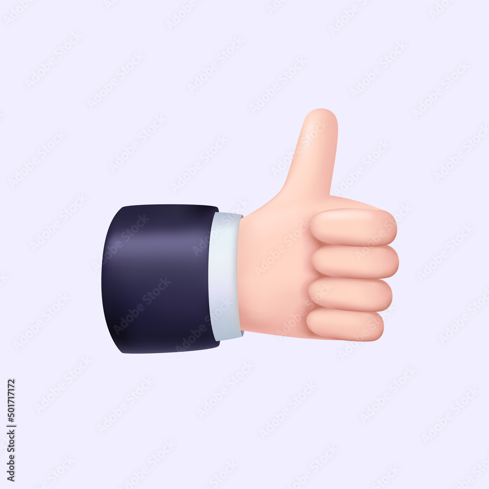 Like Gesture. 3D Hand Element. Vector illustration Like Gesture. 3D Hand Element. Vector illustration