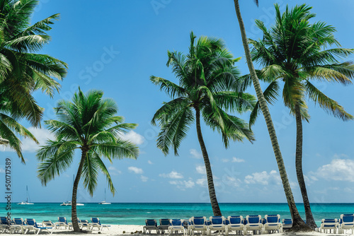 Beautiful exotic tropical Saona Island Beach at Dominican Republic © aleonovs