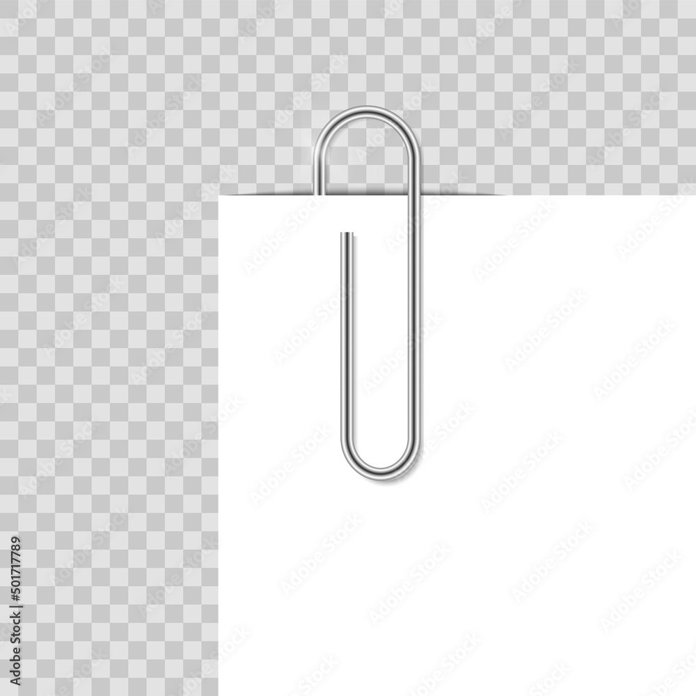Clip set. Realistic paperclip attach. Office metal binder with shadow Clip set. Realistic paperclip attach. Office metal binder with shadow