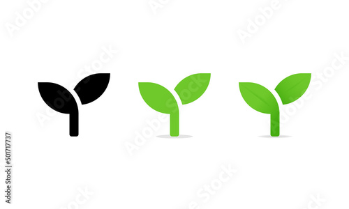 Sprout vector icons set. Sprout symbol in simple black, flat and gradient styles. Seedling icon isolated. Vector illustration EPS 10