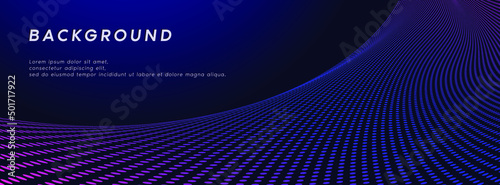 Blue dot wave textured perspective vector background banner template 