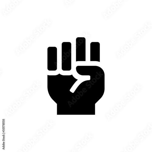 Raised fist symbol of victory, strength, power and solidarity flat vector icon. Hand up sign isolated. Vector illustration EPS 10