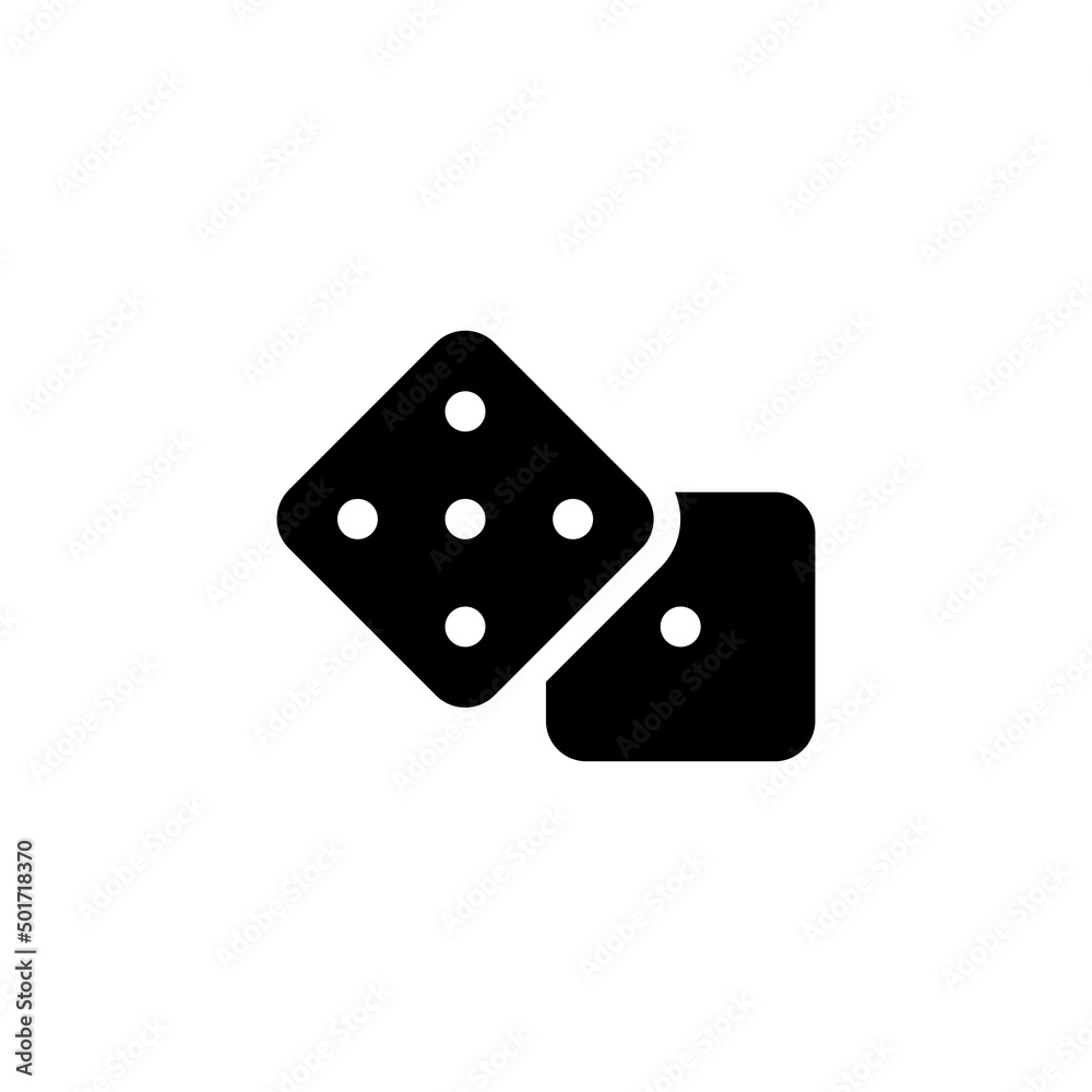 Dices vector icon. Game dices flat black symbol isolated. Vector EPS 10 Dices vector icon. Game dices flat black symbol isolated. Vector EPS 10