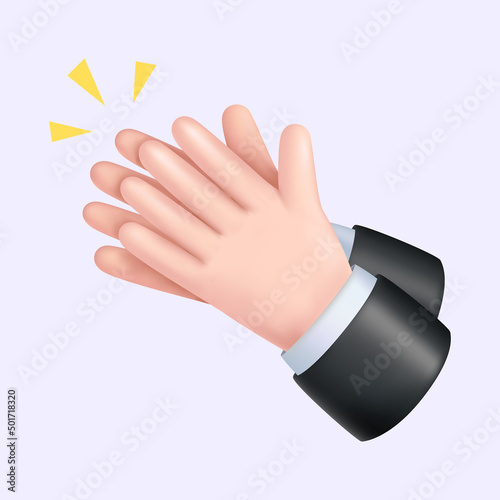 Applausing Hands Gesture. 3D Icon, Isolated Sign. Vector illustration