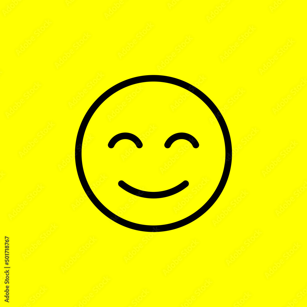 Fototapeta premium Smile emoji on yellow background. Positive emoticon symbol isolated on yellow background Vector illustration EPS 10