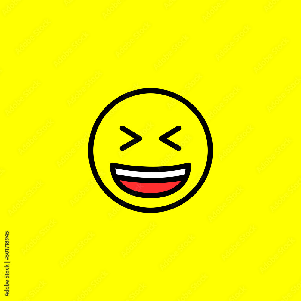 Laughing Smile emoji on yellow background. Positive emoticon symbol isolated on yellow background. Vector illustration EPS 10 Laughing Smile emoji on yellow background. Positive emoticon symbol isolated on yellow background. Vector illustration EPS 10