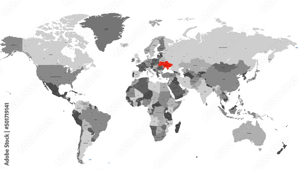 World map. Ukraine map.	