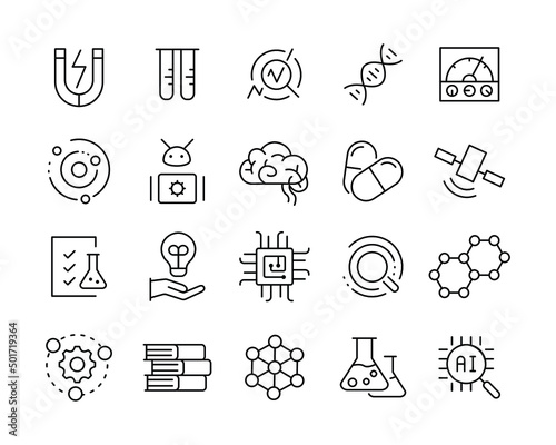 Science Icons - Vector Line. Editable Stroke. 