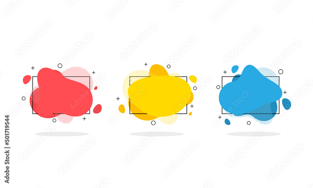 Set of abstract modern graphic elements isolated on white background. Abstract banners with flowing liquid shapes. Vector illustration EPS 10