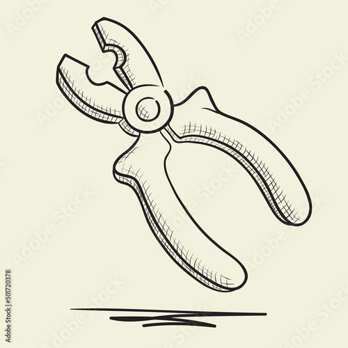 Hand drawn pliers illustration