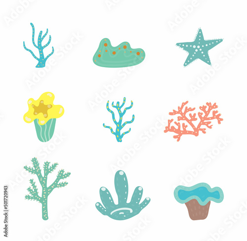 sea plant vector illustration background set © sachch