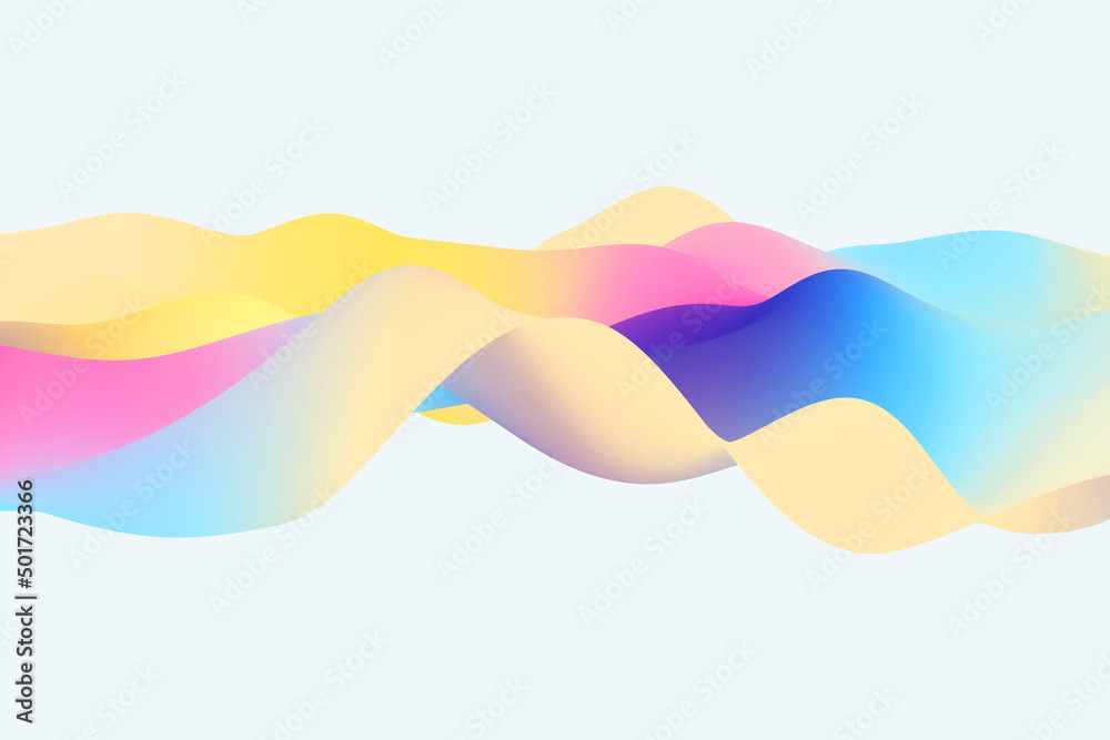 Fototapeta premium Iridescent gradient wave background. Abstract light liquid wavy surface 3d render