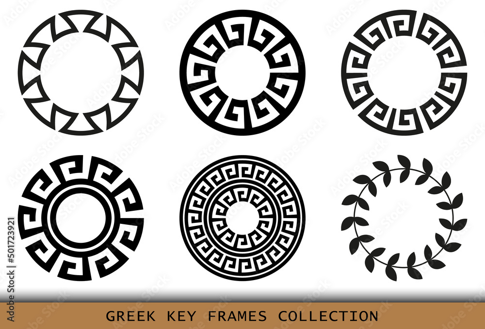 Ancient Greek black frames patterns, set of antique borders from Greece Ancient Greek black frames patterns, set of antique borders from Greece