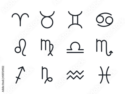 Zodiac signs icons. Icon set. Isolated vector astrological signs