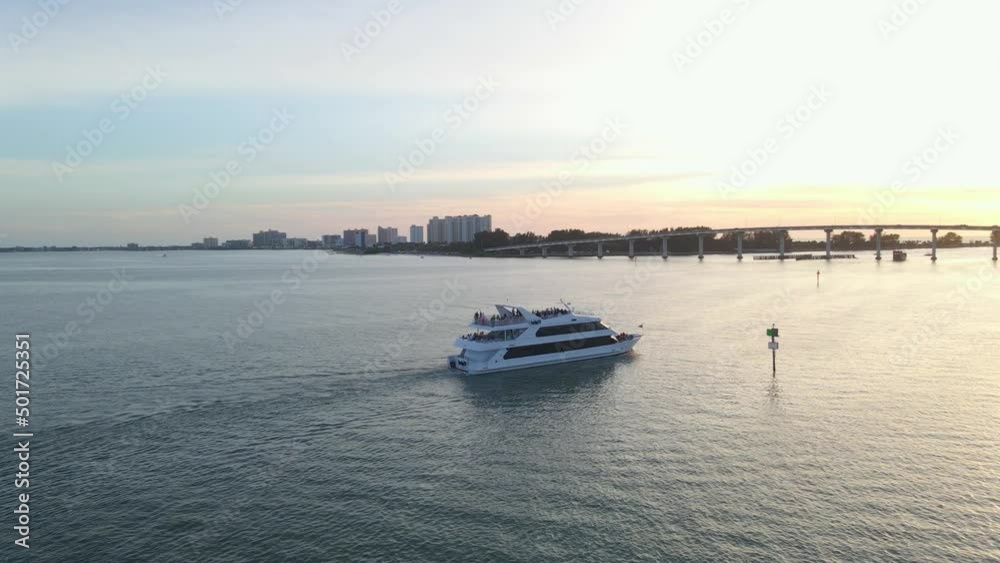Aerial view of luxury yatch sailig in Clearwater beach island, Florida Aerial view of luxury yatch sailig in Clearwater beach island, Florida