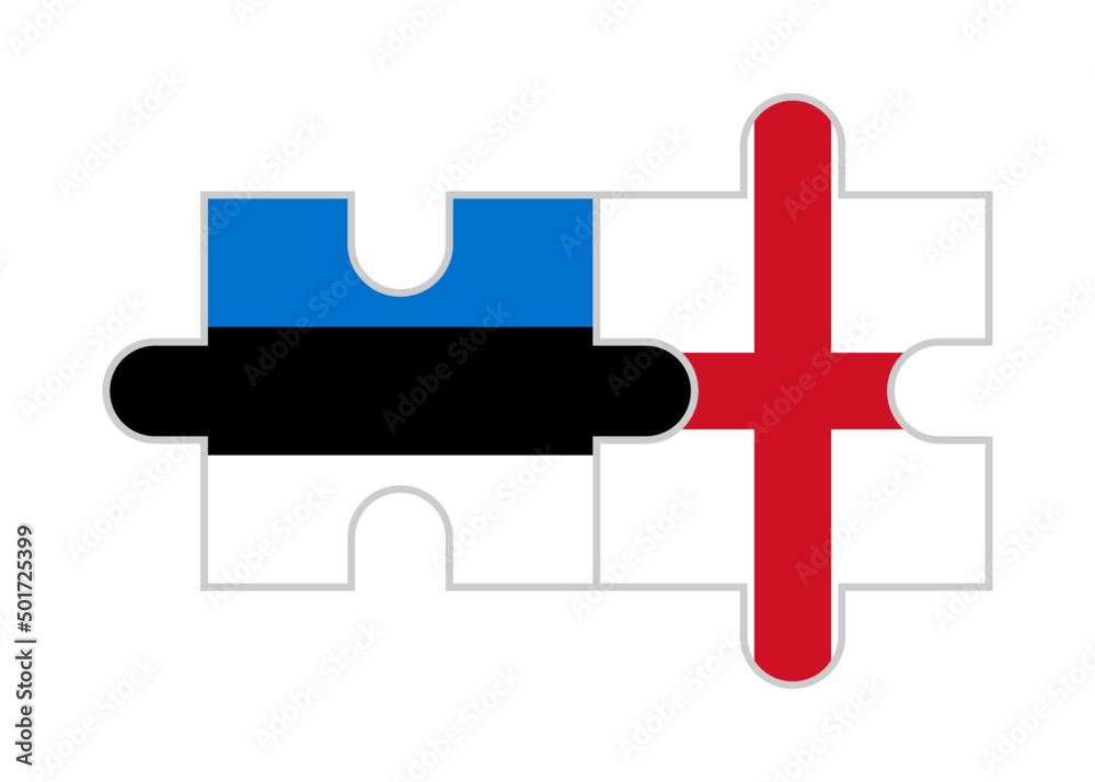 puzzle pieces of estonia and england flags. vector illustration isolated on white background puzzle pieces of estonia and england flags. vector illustration isolated on white background