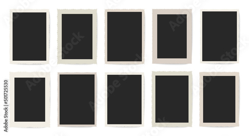 Photo frames vector set. Vintage photo framings. Photos with ornament borders. Retro frames collection.