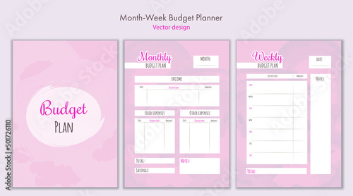 Monthly and weekly budget planner