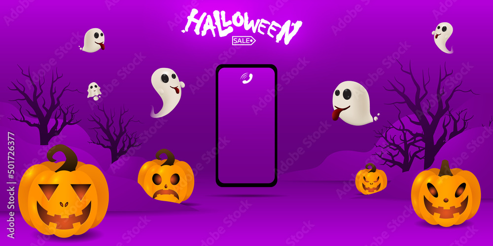 Halloween background For a party and sale on Halloween night.Happy Halloween banner.