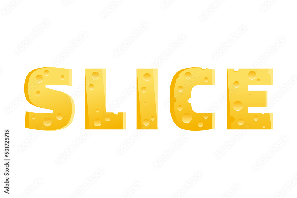 Word Slice from cheese letters. Vector stock illustration