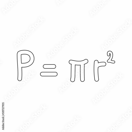 hand draw of area of a circle formula in mathematics