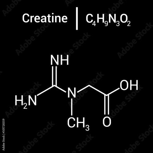 chemical structure of creatine (C4H9N3O2)