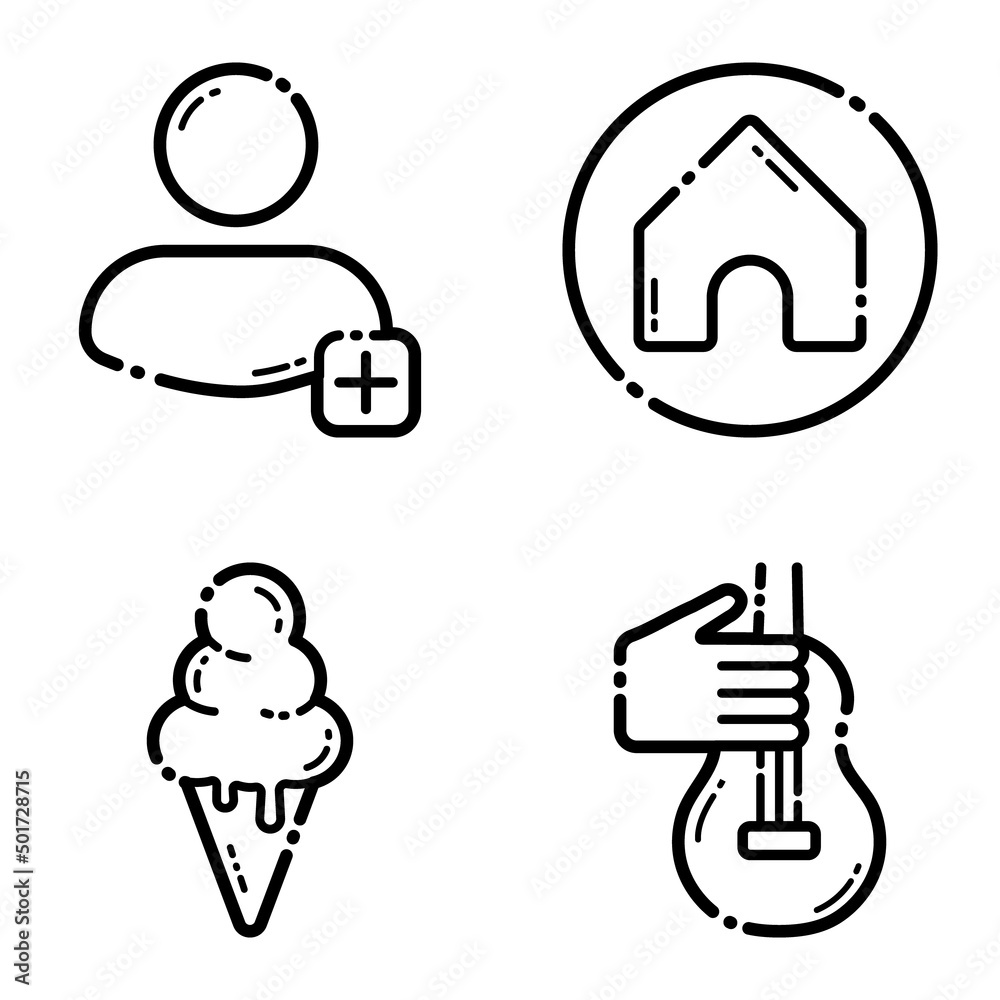 Fototapeta premium Life Flat Icon Set Isolated On White Background