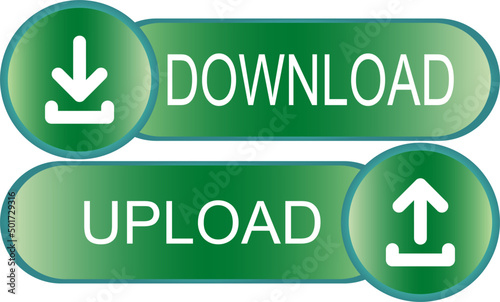 Round upload and download icon, vector button for websites and internet applications, music, video and data