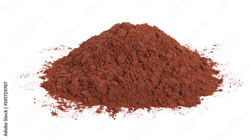 Pile of Cocoa powder isolated on white Pile of Cocoa powder isolated on white