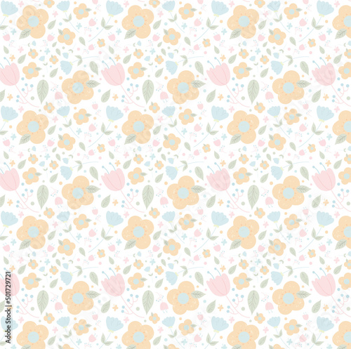 Cute Pastel Floral Seamless Pattern