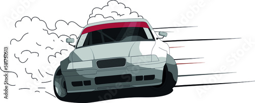 drift car, vector art for sticker or poster